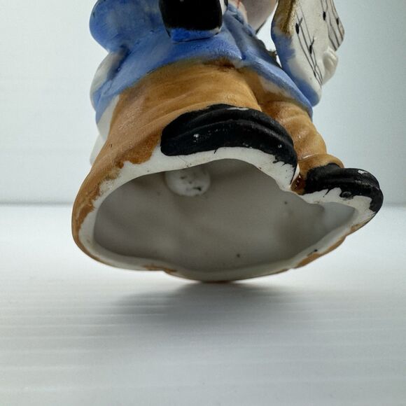 Vintage 1980 MWC Taiwan Ceramic Caroler Bell Figurine Boy Lantern Cat Christmas - Picture 9 of 10